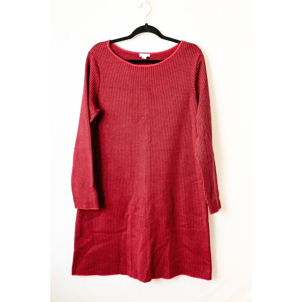 J. Jill M Red houndstooth dress long sleeve midi